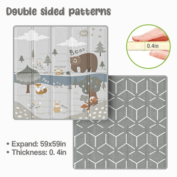 Fodoss Baby Play Mat, 59X59Inch Play Mat, 0.4 In Thick Waterproof Playmat For Babies,Kids Foam Play Mat,Waterproof, Carlwing Mat