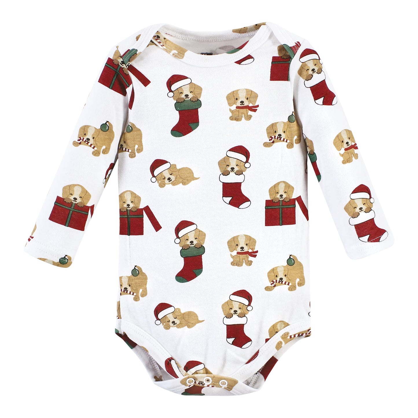 Hudson Baby Unisex Baby Cotton Long-Sleeve Bodysuits, Christmas Dog, 3-6 Months