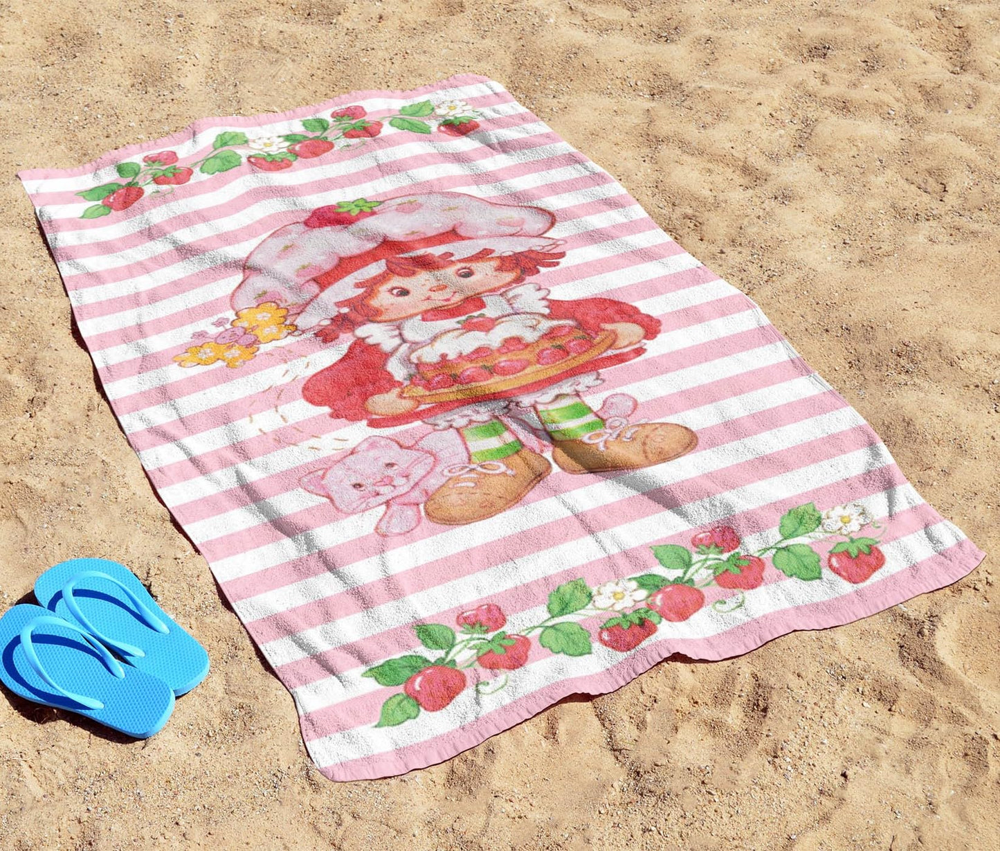 Jay Franco Strawberry Shortcake Bath Pool Beach Towel - Super Soft And Absorbent 100% Cotton Towel, Measures 28 X 58 Inches