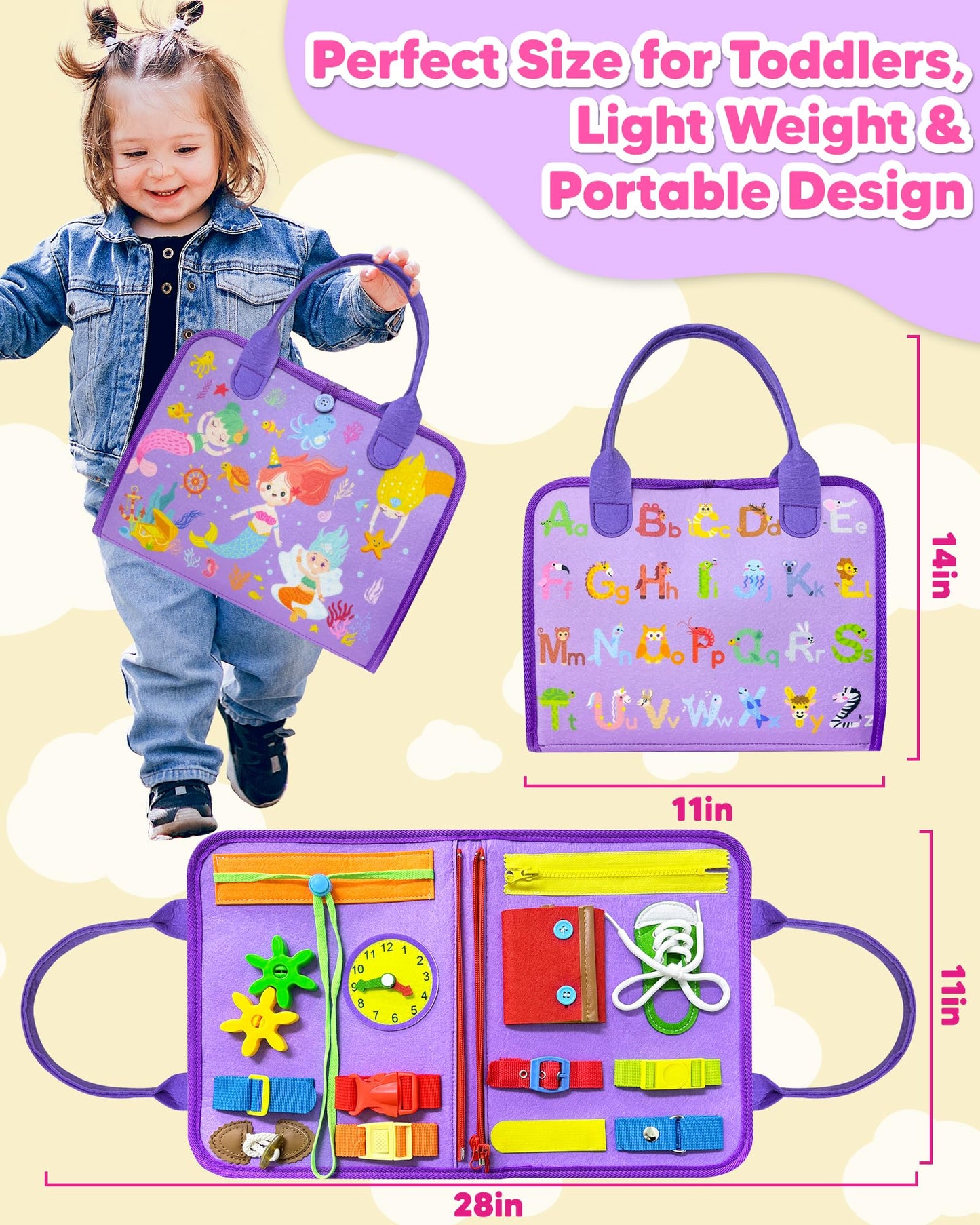 Exorany Busy Board Montessori Toys for Toddler Boy Girl Birthday Gifts, Busy Book Sensory Learning Toys for Toddlers, Toddler Ai