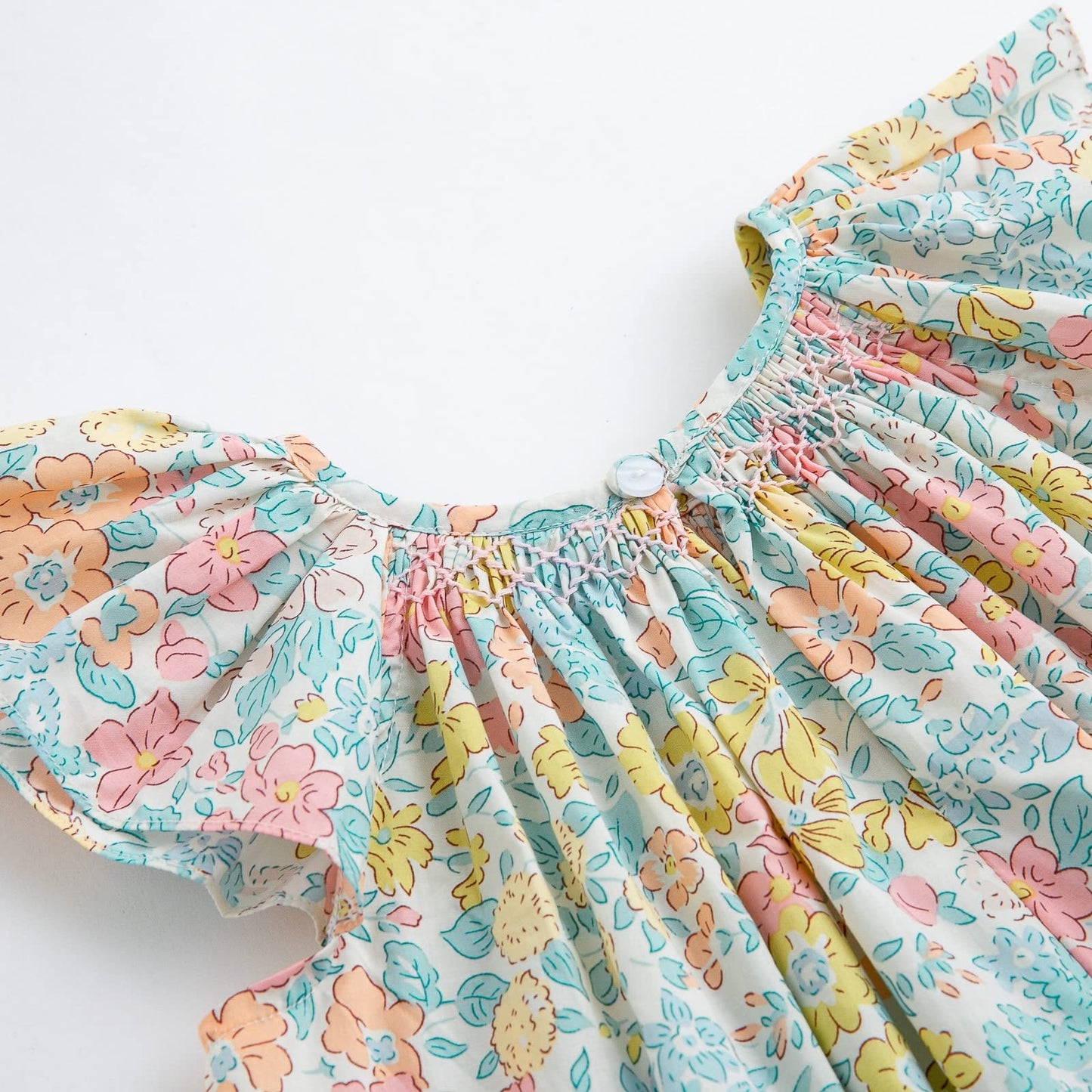 Simplee Kids Baby Floral Dress Toddler Smocking Dress Little Girls Casual Dress Floral Print Sundress For Spring Summer Dress 24