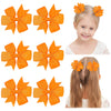 Choicbaby 3 Inches Hair Bows For Girls Orange Grosgrain Ribbon Pinwheel Hair Bows Clips Toddler Bows Hair Clips For Birthday Bab