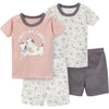 Gerber Baby Girls' Toddler Snug Fit 4-Piece Pajama Set, Neutral, 2T