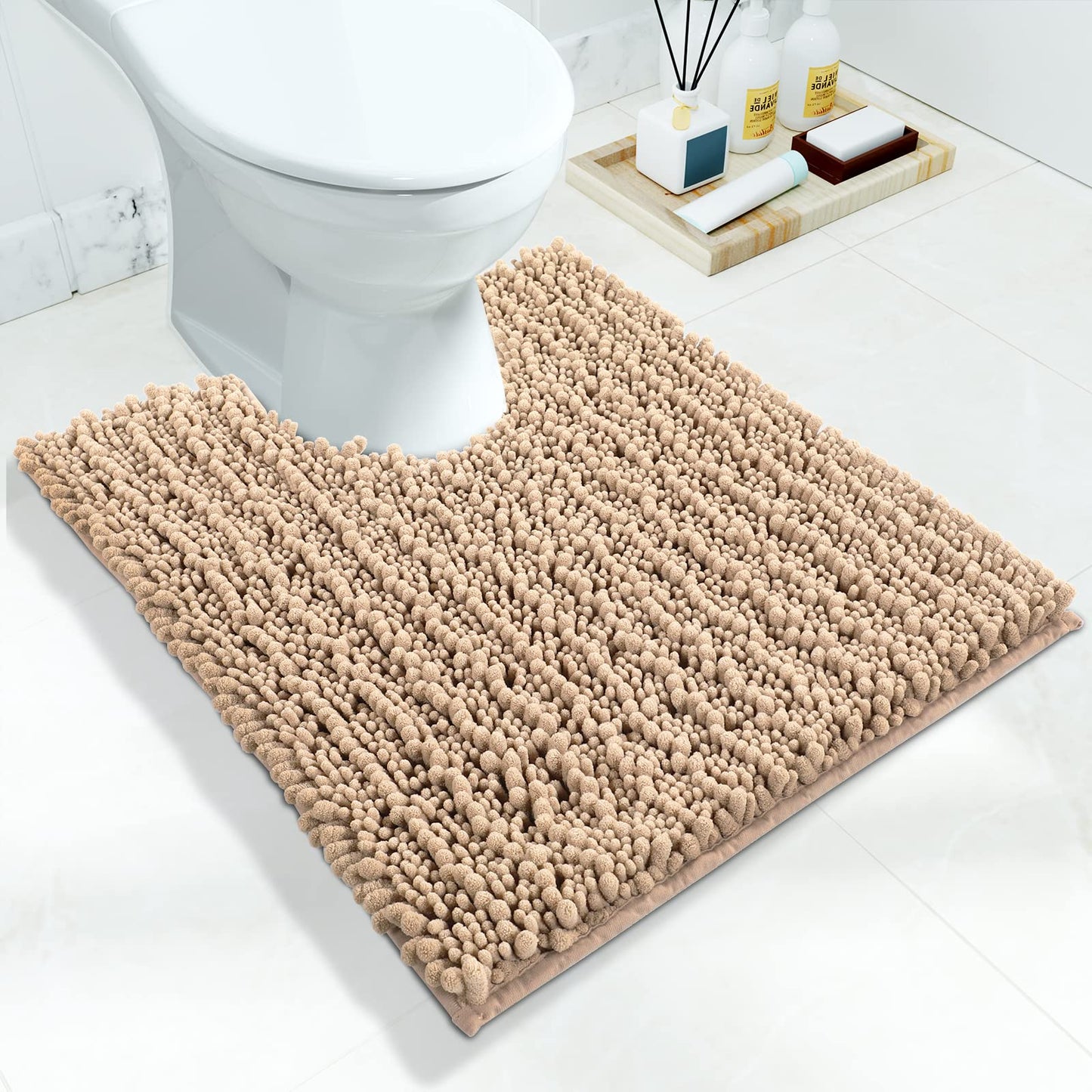 Yimobra Luxury Toilet Rug, U-Shaped Shaggy Contour Mat For Bathroom, 244 X 204 Inches, Soft Comfortable Toilet Floor Mat, Maximu