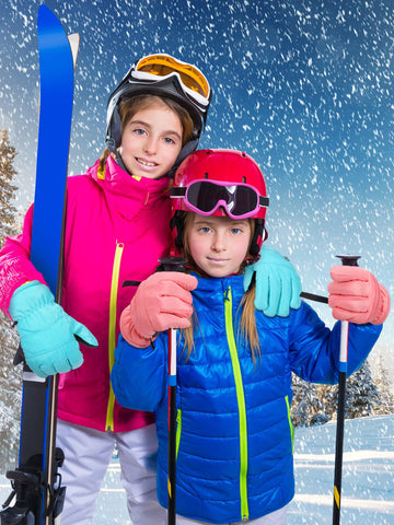 Boao 2 Pairs Kids Winter Ski Gloves Waterproof Warm Snow Mittens Full Finger Gloves For Toddlers Infants (Blue, Pink, 1-3 Years)