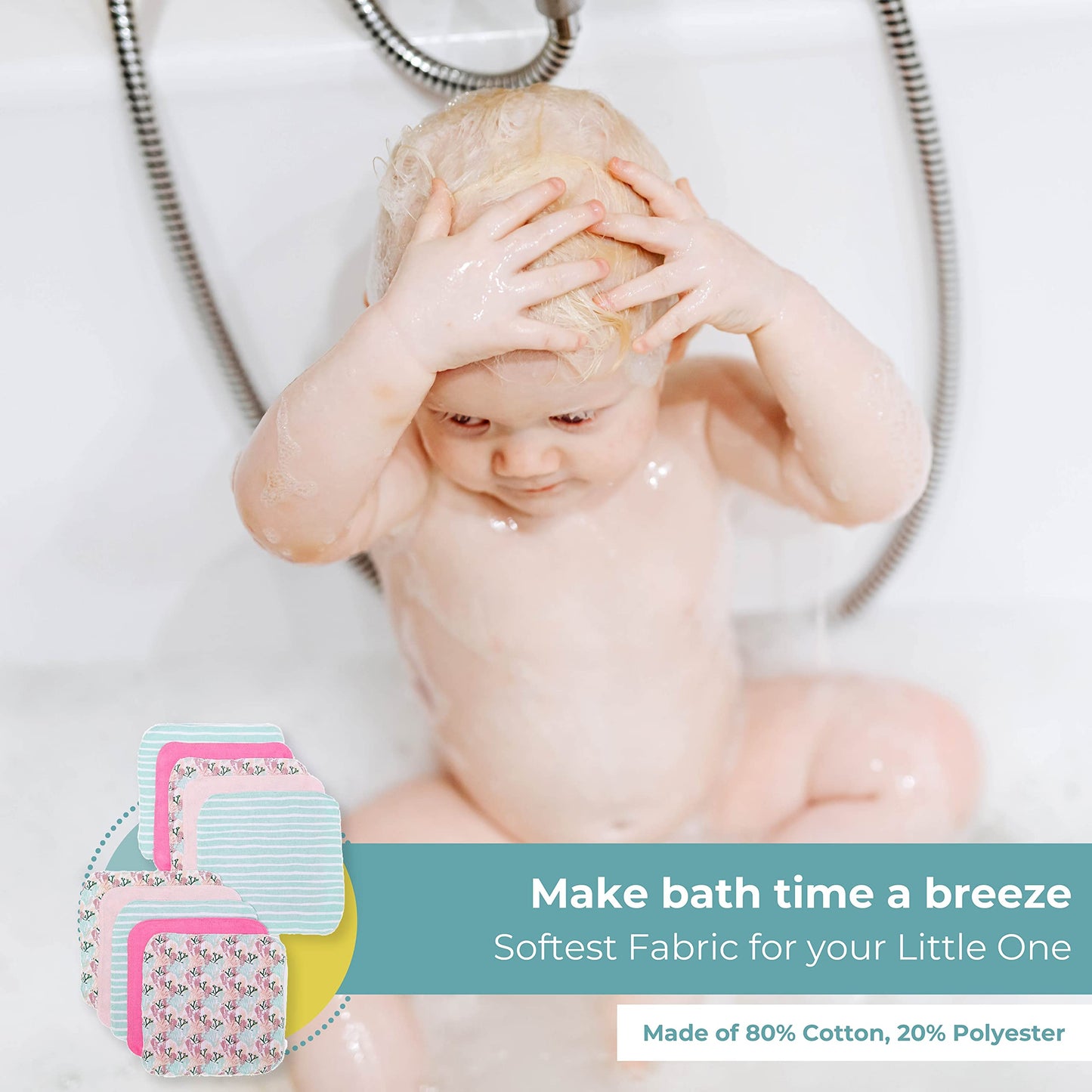 Spasilk Washcloth Wipes Set For Newborn Boys And Girls, Soft Terry Washcloth Set, Pack Of 20, Pink Coral