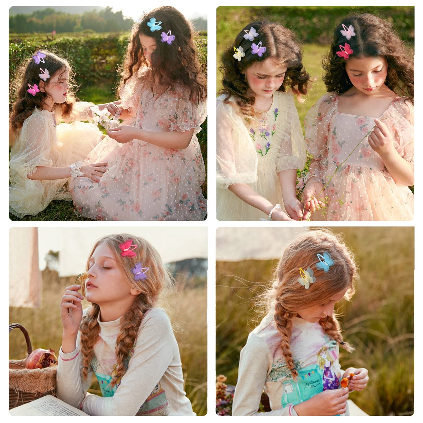 Baby Hair Clips Toddler,14 Pcs Baby Girl Chiffon Butterfly Clips,Girls Baby Barrettes,3D Butterfly Hair Accessories