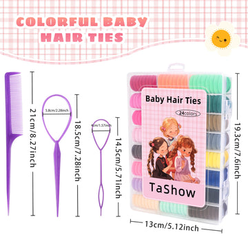 360 Pcs Baby Hair Ties, 24 Colors Cotton Toddler Hair Ties With Organizer Box, 1 Inch Seamless Baby Hair Bands For Toddler Girls