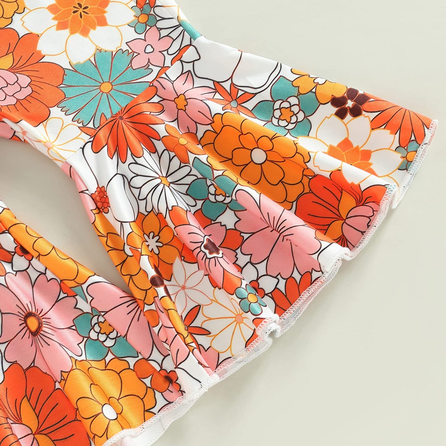 Lamuusaa Toddler Baby Girl Birthday Outfit Groovy One/Two Groovy Romper Shirts Flower Bell Bottoms Headband Boho Clothes