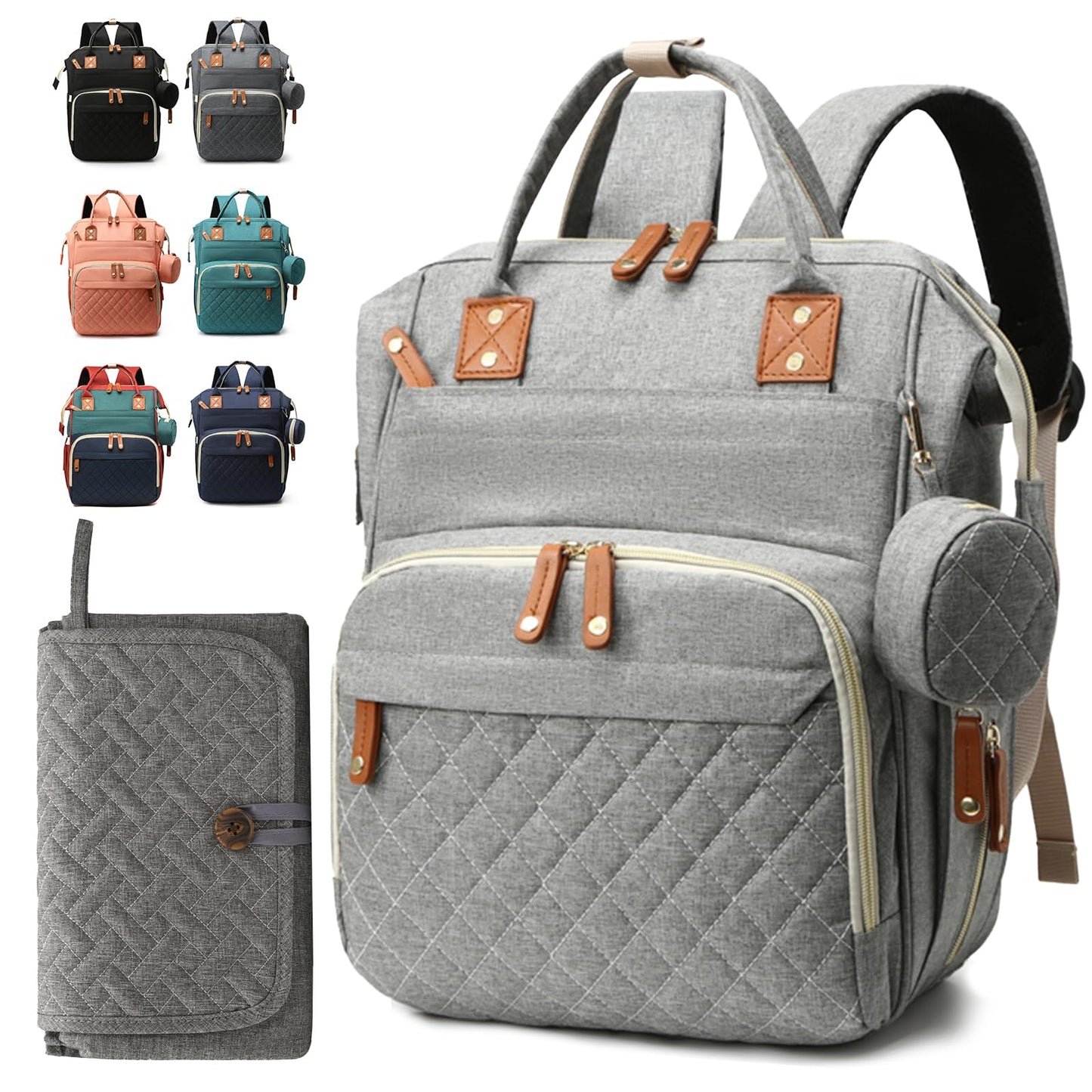 Diaper Bag Backpack for Girls Boys: Dark Gray Toddler Diaper Bag with Changing Pad Baby Backpack Diaper Bag for Mon Dad Newborn
