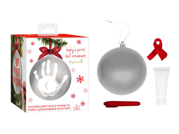 Tiny Ideas Christmas Baby'S Handprint Ball Ornament, Included Paint For Baby'S Print, Newborrn Holiday Keepsake Gift, Diy Classi