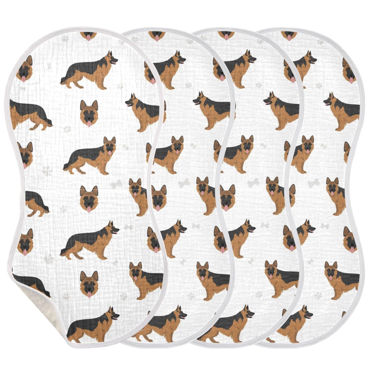 YYZZH German Shepherd Dog Muslin Burp Cloths for Baby 4 Pack Soft 100% Cotton Baby Washcloths Bibs for Boy Girl