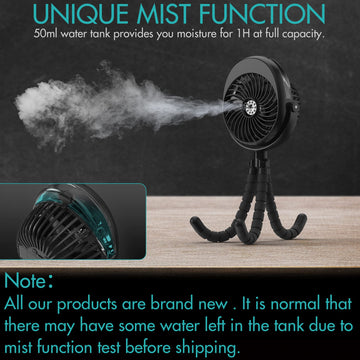 Comlife Misting Baby Stroller Fan, 270 & 360 Pivoting Portable Fan, Battery Operated Usb Fan, Handheld Misting Fan, With Flexibl