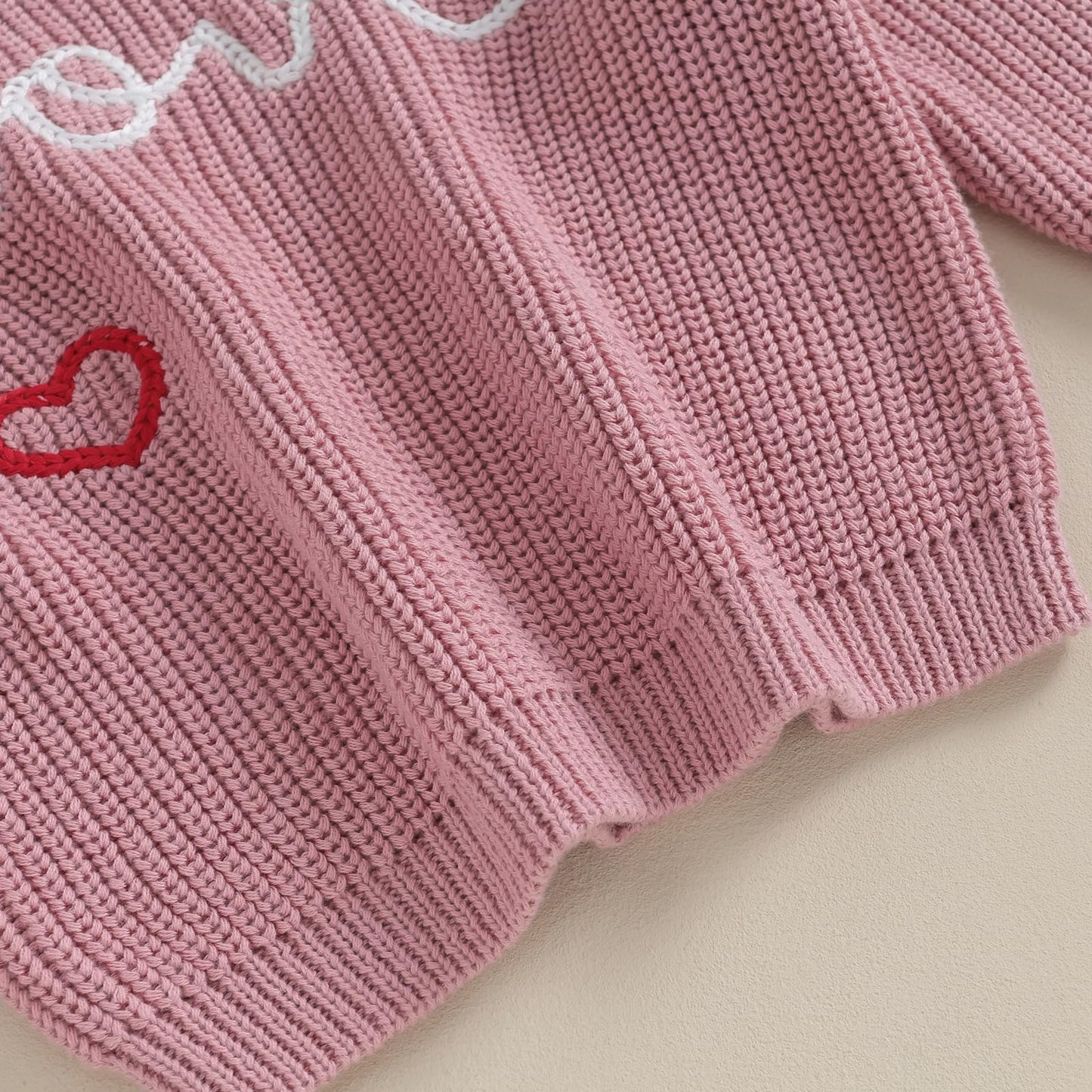 Baby Girl Valentines Day Outfit Love Heart Sweet Long Sleeve Sweater Tshirt Crewneck Tops Fall Winter Clothes (C-Red, 6-9 Months