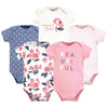 Touched By Nature Unisex Baby Organic Cotton Bodysuits, Bubblegum Floral, 6-9 Months