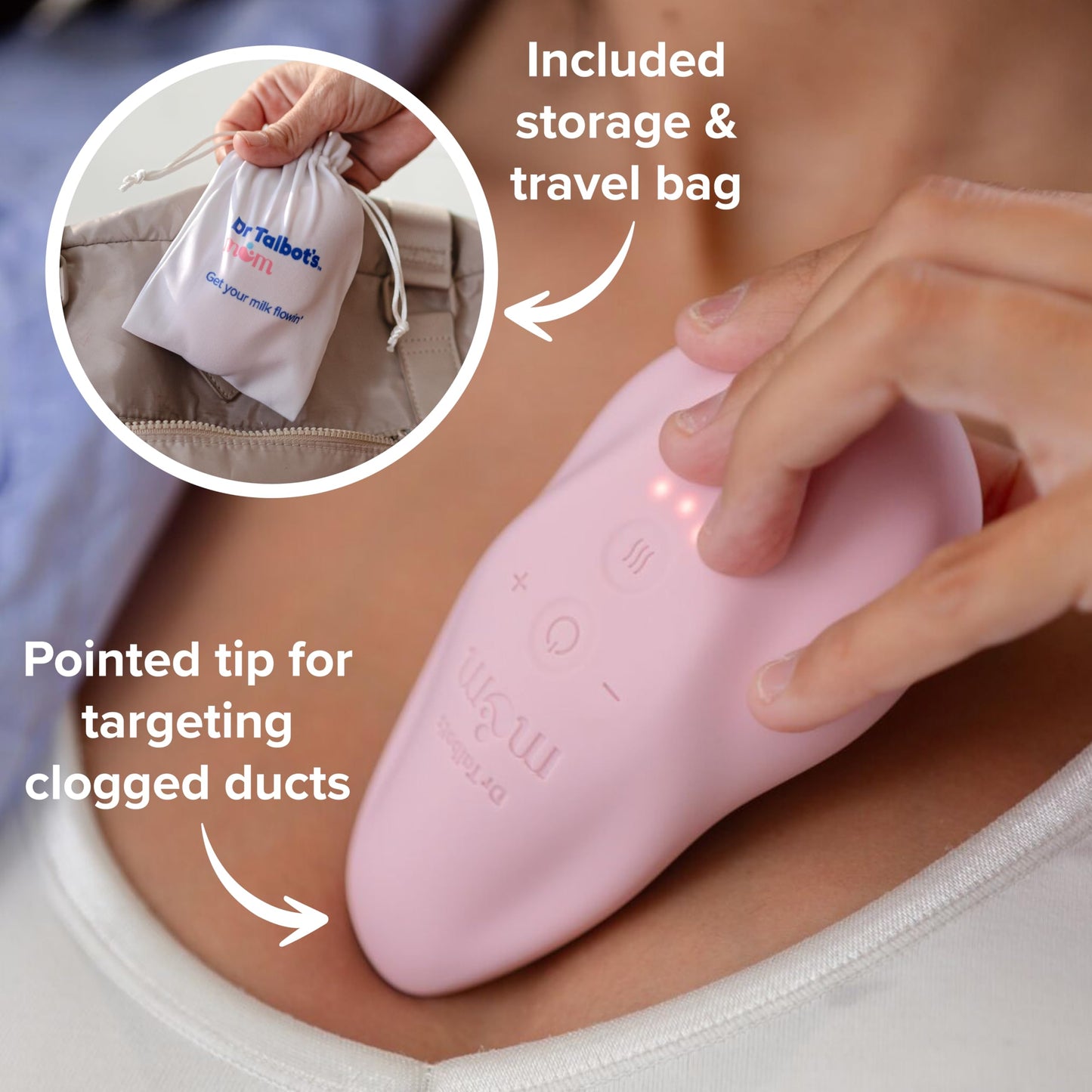 Dr Talbots Mom Breast Warming And Vibrating Lactation Massager, 2 In 1 For Improved Breastfeeding, Milk Flow, Let-Down, Clogged