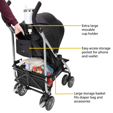 Safety 1St Step Lite Compact Stroller, Lightweight Aluminum Frame And A Breeze To Carry, At Only 15 Lbs, Back To Black