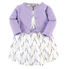 Touched By Nature Baby Girls Organic Cotton And Cardigan Dress, Lavender, 2T Us
