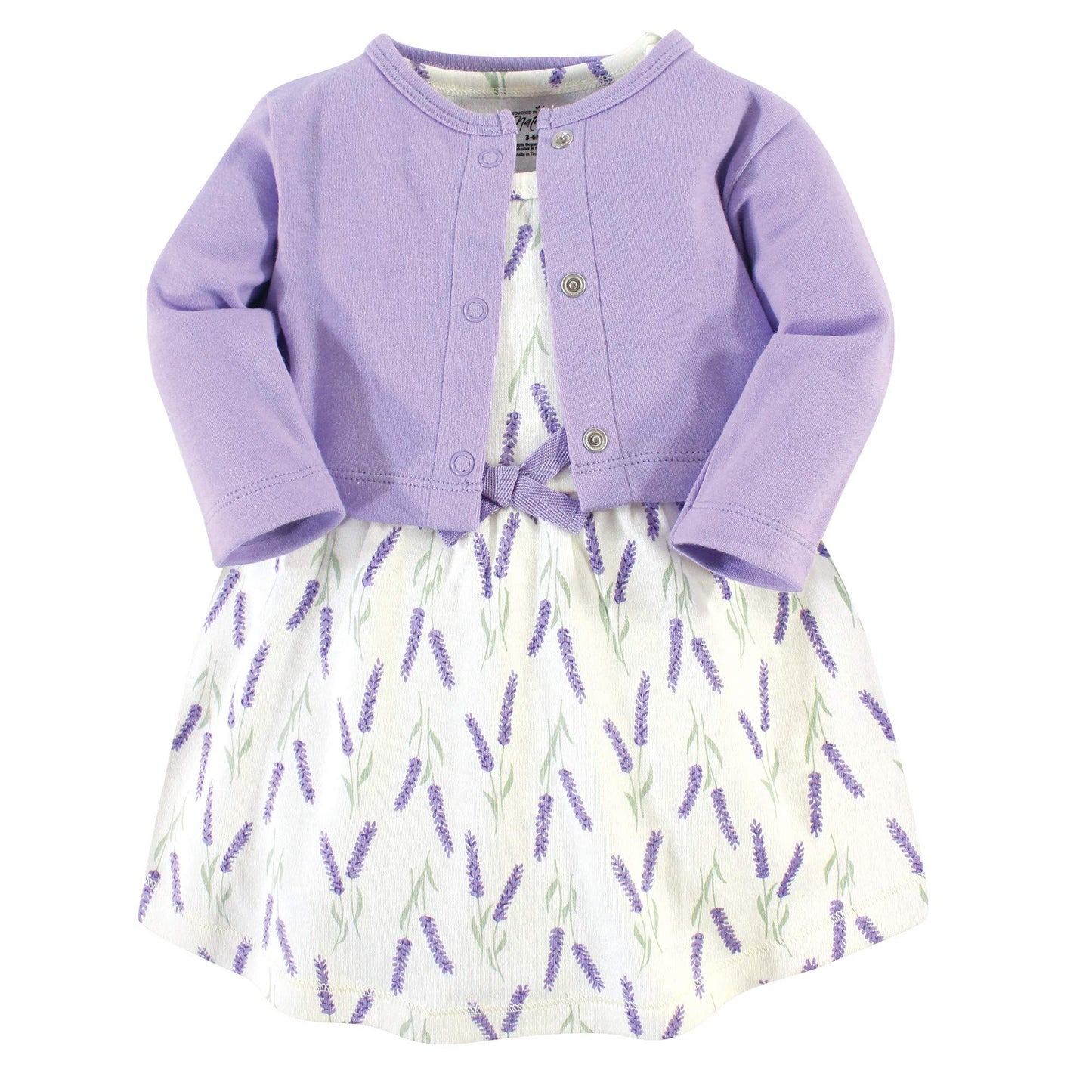 Touched By Nature Baby Girls Organic Cotton And Cardigan Dress, Lavender, 2T Us