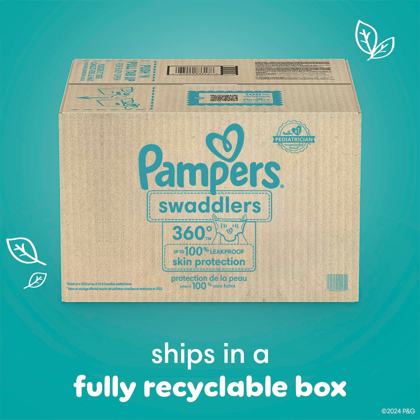 Pampers Diapers - Swaddlers 360 - Size 4, 132 Count, For Up To 100% Leakproof Premium Skin Protection