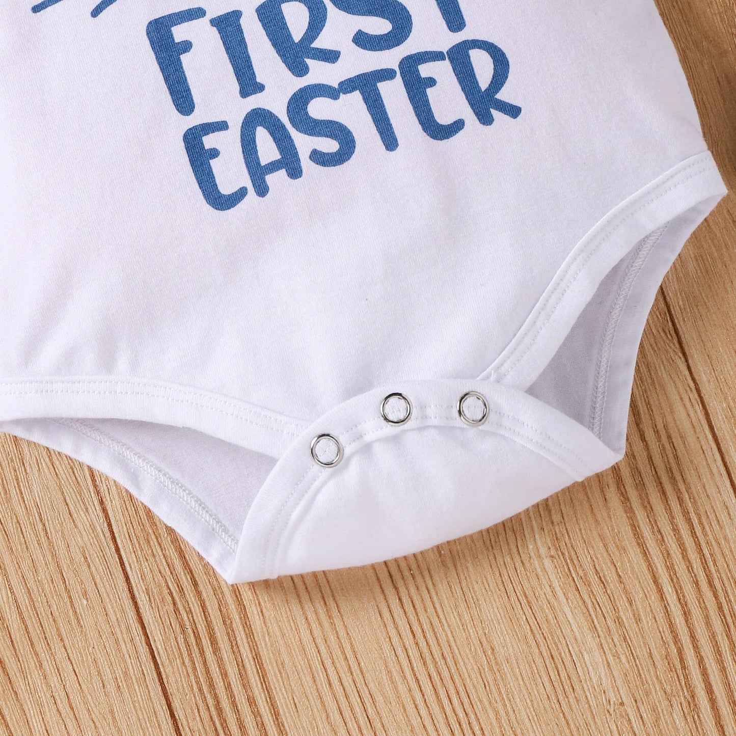 Baby Boy Easter Outfits Newborn Clothes Stuff Infant Summer 3 Piece My First Easter Romper Short Sleeve + Pants + Hat Blue Rabbi