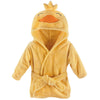 Hudson Baby Unisex Baby Plush Animal Face Bathrobe, Yellow Duck, 0-9 Months