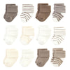Hudson Baby Unisex Baby Cotton Rich Newborn And Terry Socks, Beige Stripe 12 Pack, 0-6 Months