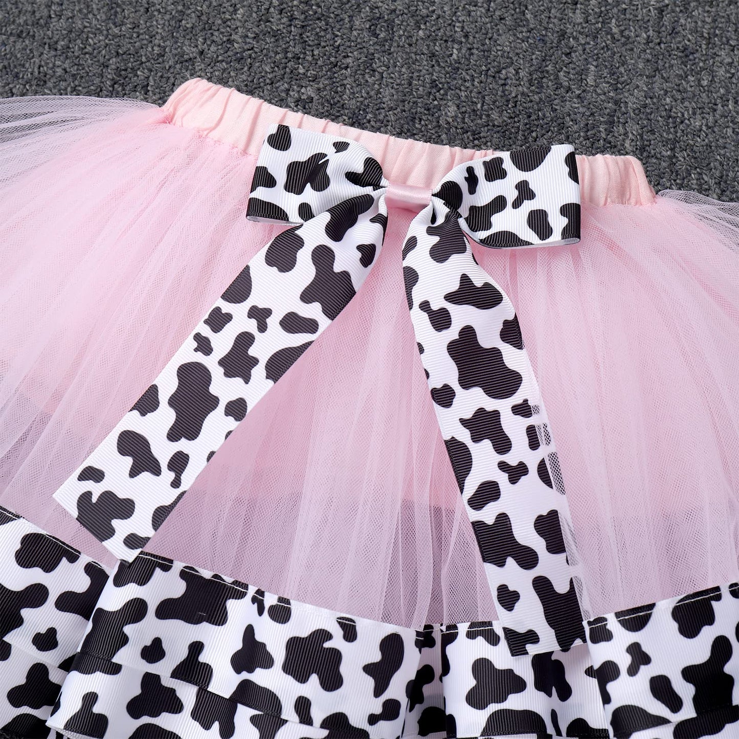 Baby Girls Cow 1St Birthday Outfit Farm Animals Fancy Dress Up Costume Flutter Sleeves Romper Tutu Skirt Headband Bowknot Tutu D