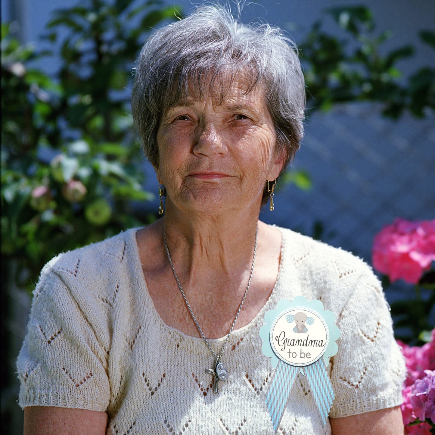 Elephant Grandma To Be Pin Badge For Baby Shower It'S A Boy Blue & Gray Gender Reveal