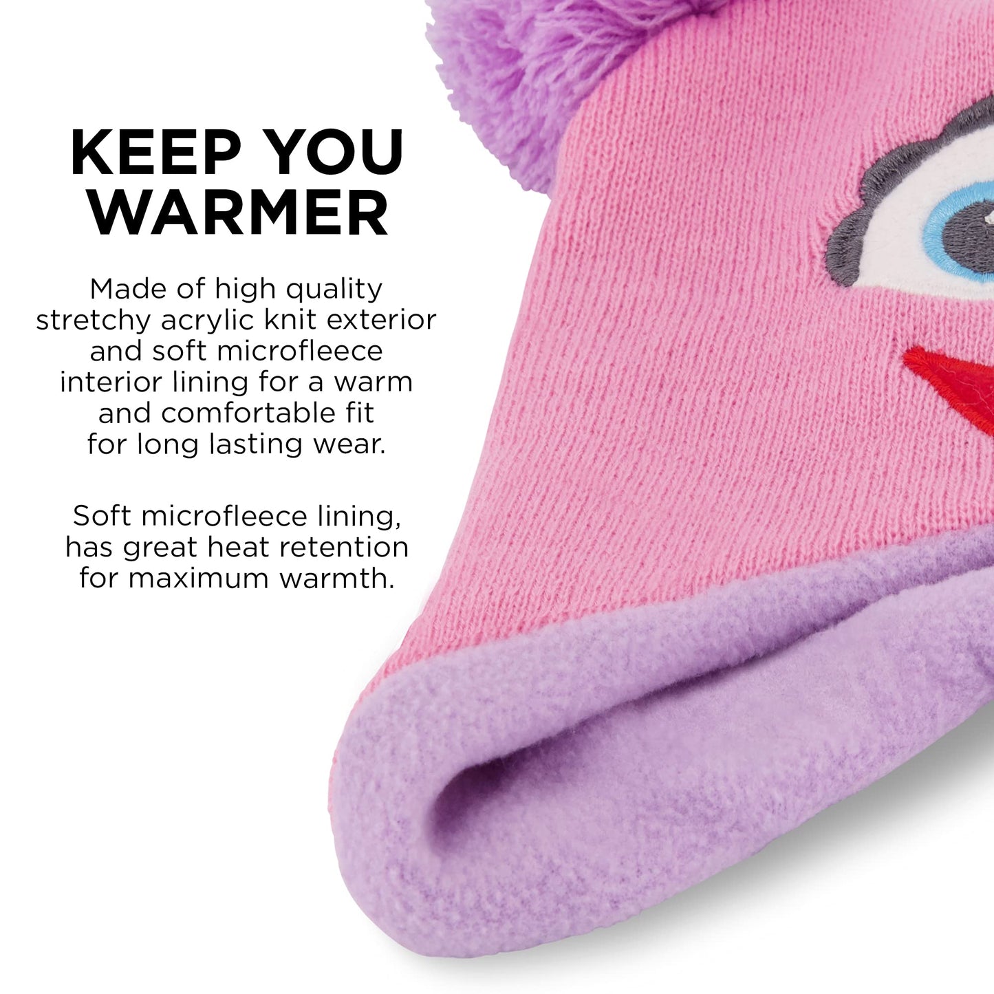 Sesame Street Girls' Winter Hat And Mittens Set, Abby Cadabby Beanie For Ages 2-4, Dark Pink