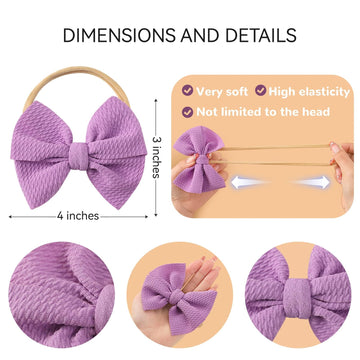 Yoyokid Hairband, 20 Pcs Baby Girls Nylon Headbands Super Soft Baby Hair Bands With Bows Elastic Hair Accessories For Newborn In