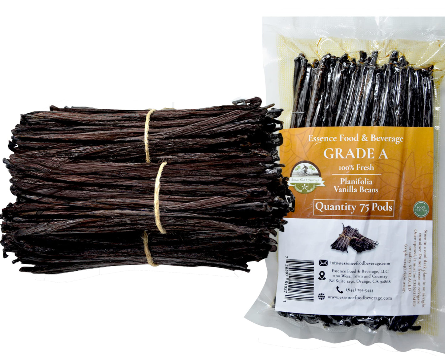 75 Vanilla Beans Bulk For Making Vanilla Extract Grade A - Non-Gmo Fresh Vanilla Bean Pods, 6-8 Inches Vanilla Bean, Vanilla Bea