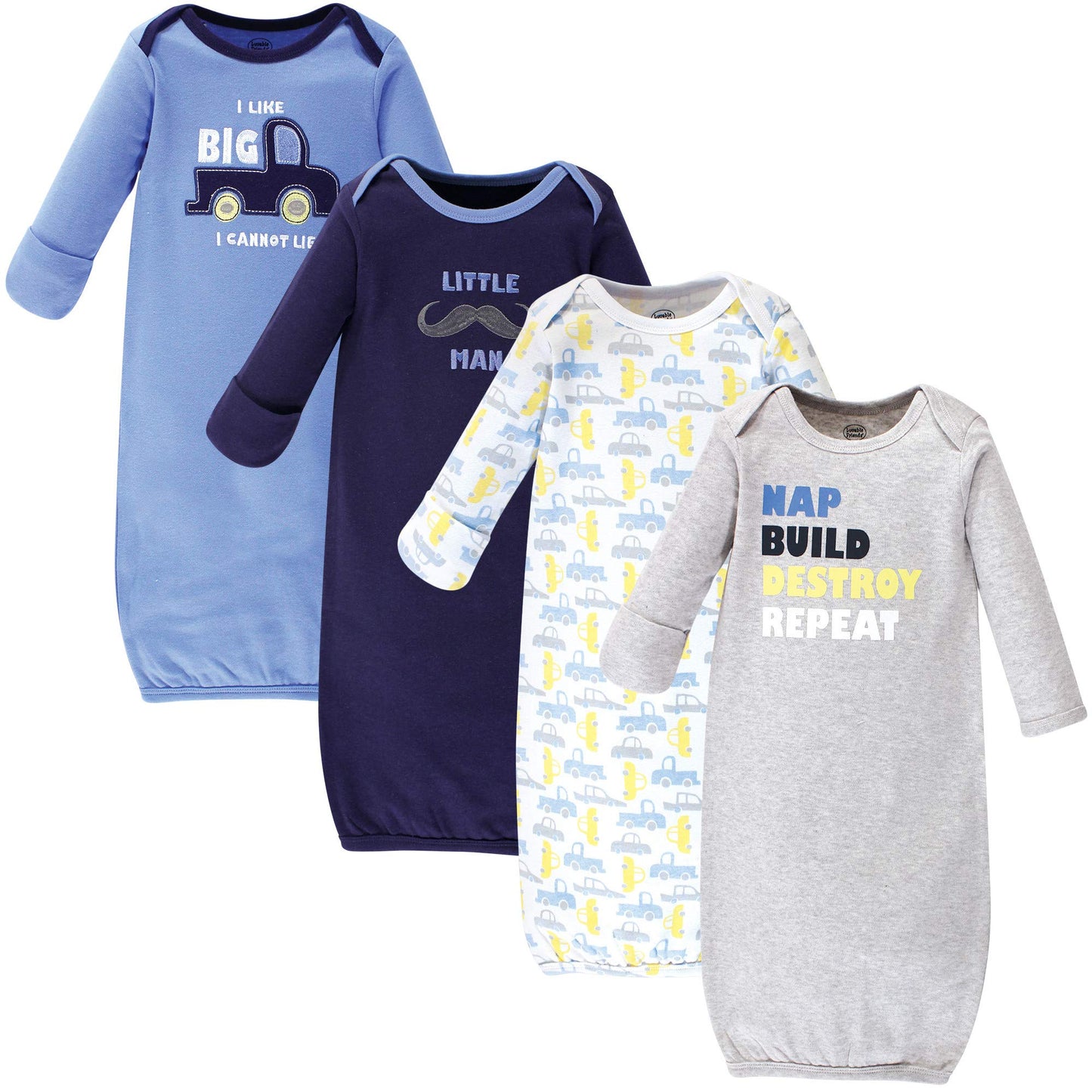 Luvable Friends Unisex Baby Cotton Gowns, Trucks, Preemie-Newborn