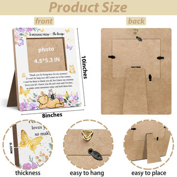 Hatzelou Classic Winnie Baby Shower Sign Picture Frame, A Message From The Bump Sonogram Picture Frame, Floral Butterfly Decor G
