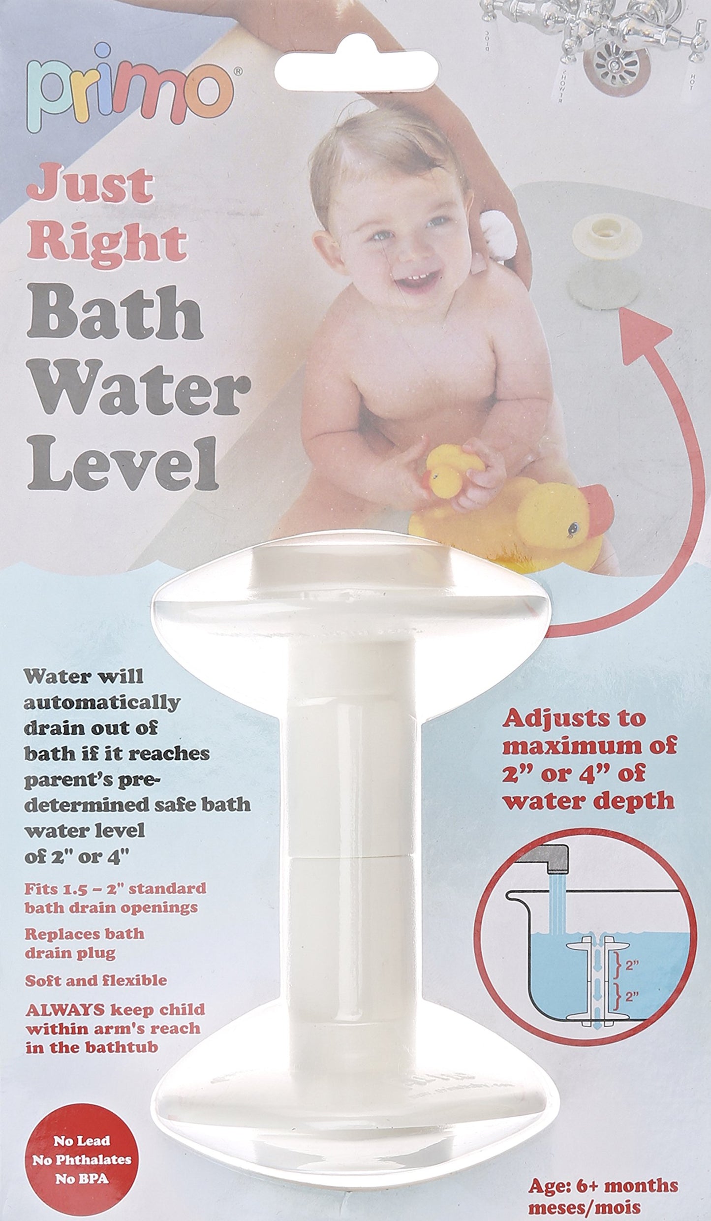 Primo Just Right Bath Water Level, White