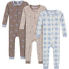 Gerber Baby-Boys 3-Pack Snug Fit Footless One-Piece Cotton Pajamas, Moose & Trees