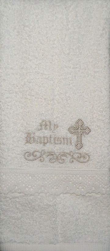 Integrity Designs Baby Baptism Towel With Embroidery And Lace
