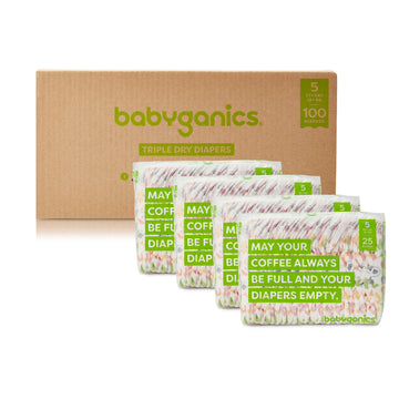 Babyganics Size 5, 100 Count, Absorbent, Breathable, Triple Dry Protection Diapers