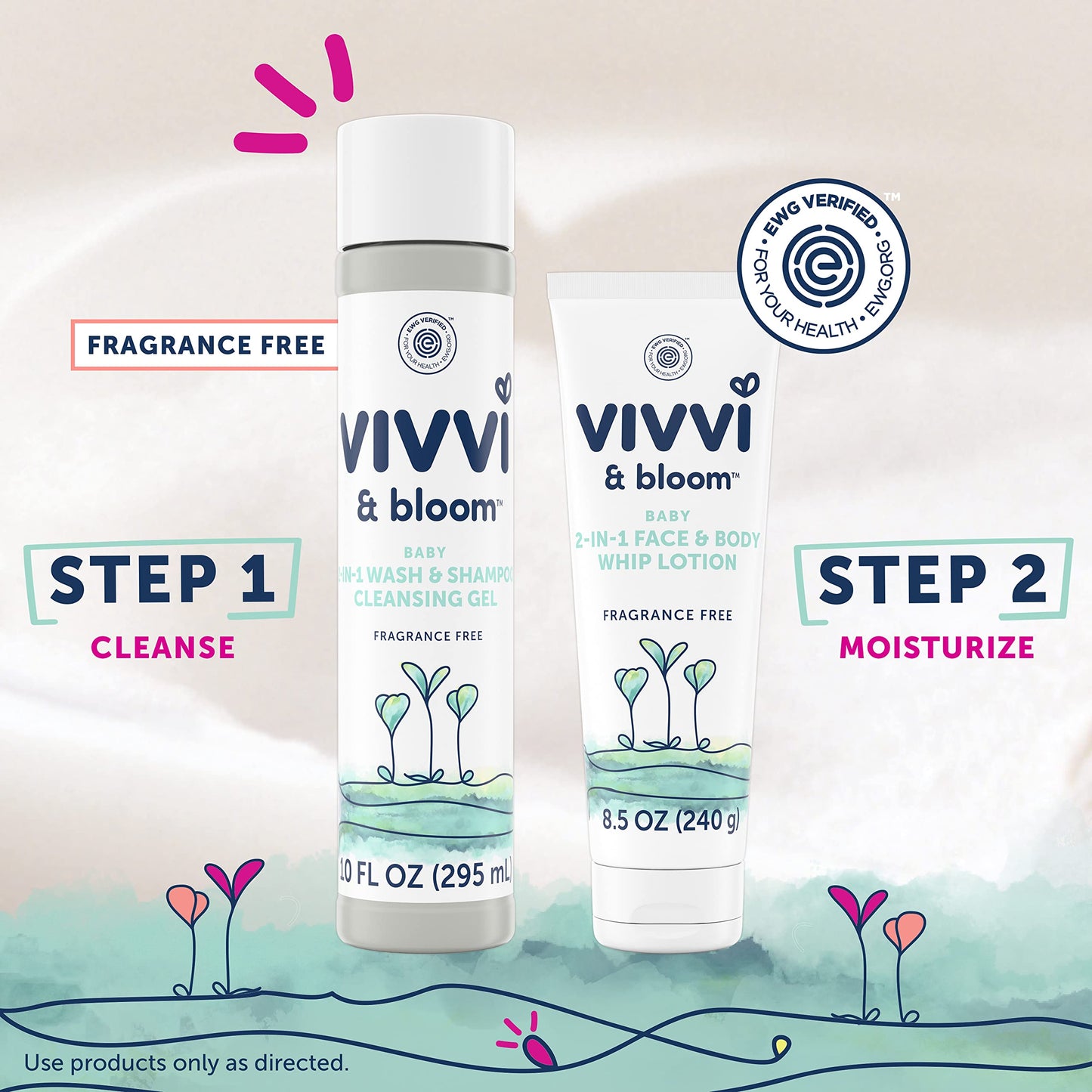 Vivvi & Bloom 2-In-1 Baby Lotion, Face And Body, For Delicate & Sensitive Baby Skin, Hypoallergenic Lotion, Fragrance Free, 8.5