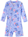 Umelok Baby Girls Swimsuit One Piece Full Zip With Long Sleeve Upf 50+ Sun Protection Sunsuit Purple-Geranium,12M