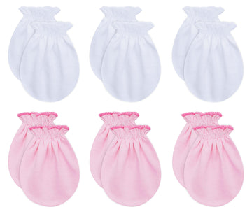 Rative Newborn Baby Cotton Gloves Sleep Sleeping No Scratch Mitten Mittens Mitts Set For 0-3 0-6 Months Boy Boys Girl Girls (3Wh