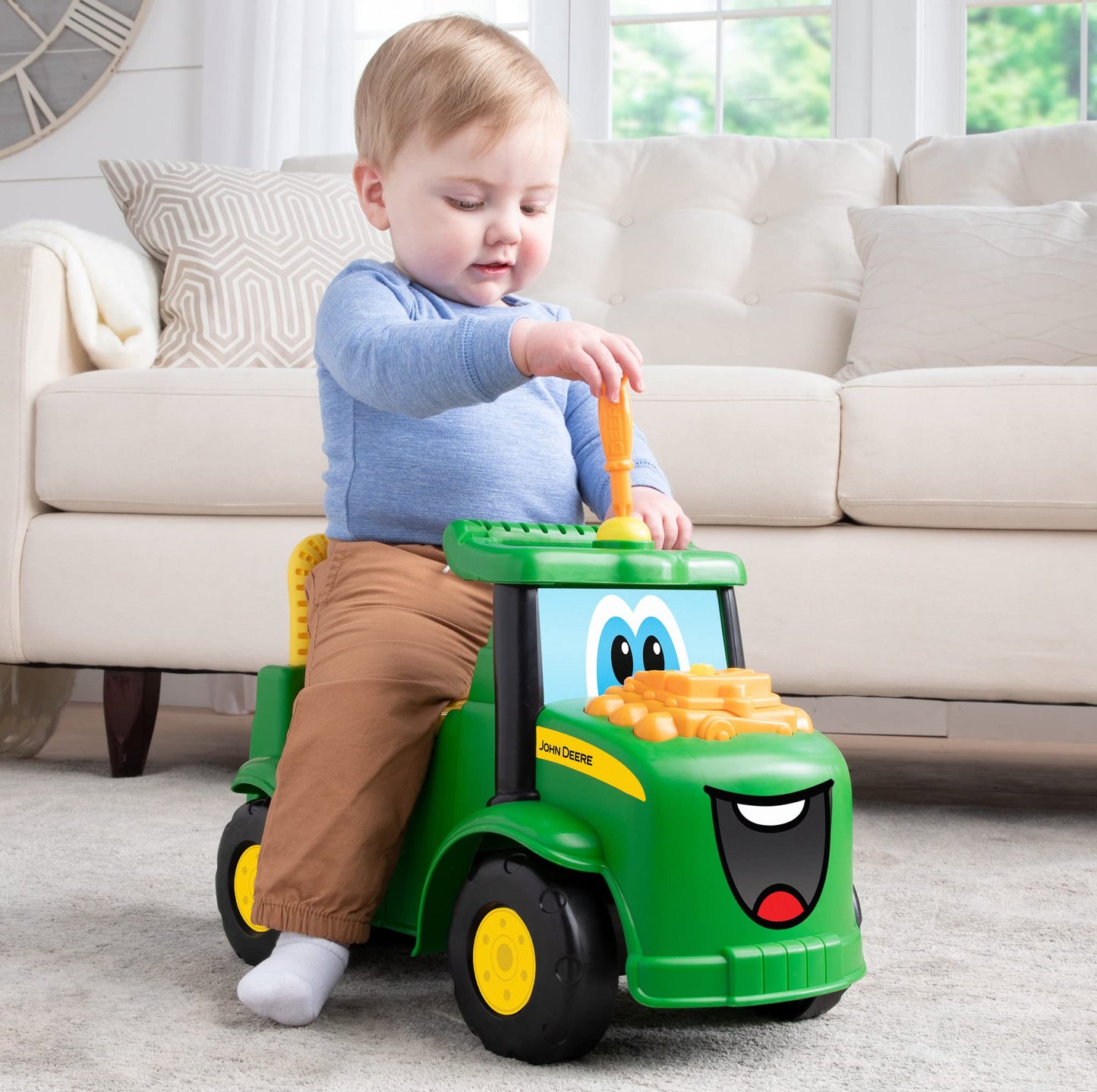 John Deere Johnny Tractor Ride-On Toy - Includes Lights and Sounds - John Deere Tractor Toys - Kids Farm Toys for 12 Months and