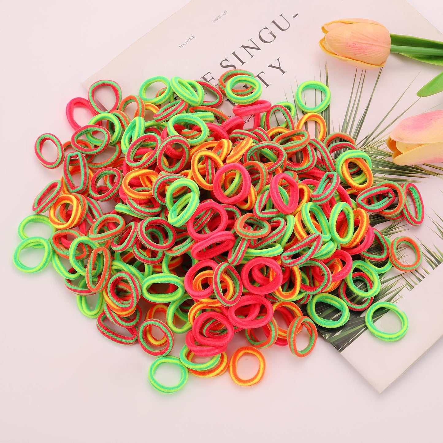200 Pack Hair Ties Beoffer Baby Toddlers Girls Elastics Hair Bands No Damage Multicolor Colorful Small Rubber Bands Ponytail Pig