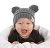 Funky Junque Exclusives Double Pom Pom Baby Hat, Baby Girl Winter Knit Beanie For Infants, Heather Grey