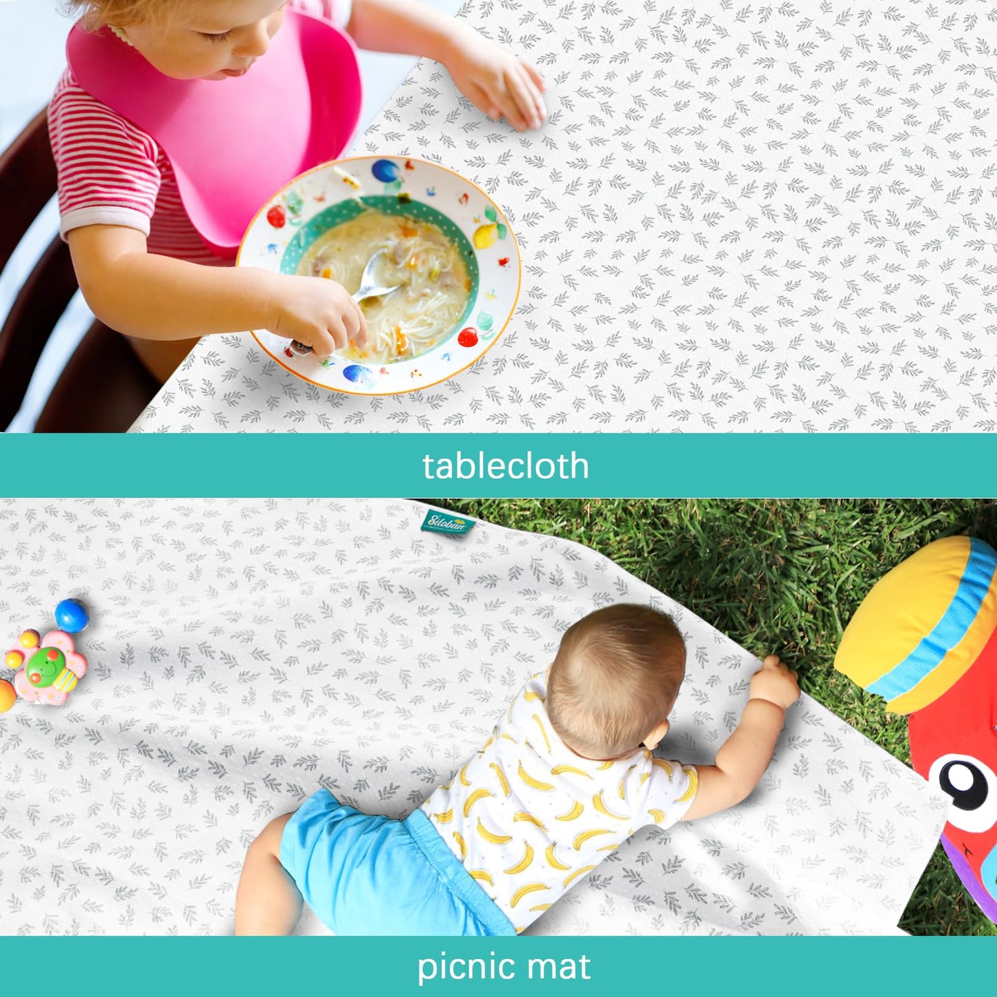 Biloban Baby Splat Mat 2 Pack For Under High Chair & Arts & Crafts & Eating Mess, 46 X 42 Inch Waterproof And Washable Spill Mat