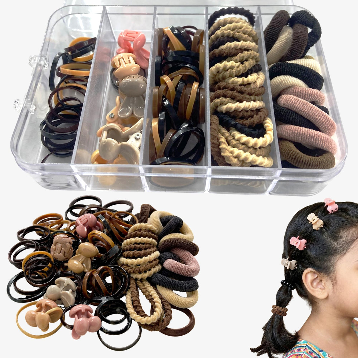 Temperia Hair Accessories Birthday Gift Items For Girls & Kids | Combo Of Hair Claw Clips, Rubber Band, Hair Pins & More | Cute