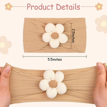 C Llot 5 Pcs Baby Flower Headbands Baby Girls Nylon Headbands Soft Hairbands Hair Accessories For Newborn Infant Toddler Kids