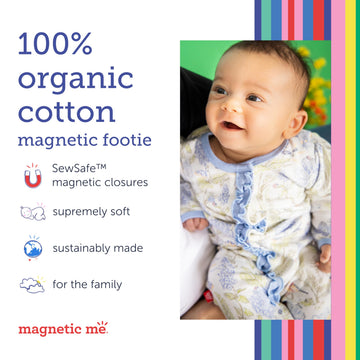 Magnetic Me Footie Pajamas 100% Organic Cotton Baby Boys Sleepwear Quick Magnetic Fastener Sleeper Darjeeling Dasmask 6-9 Months