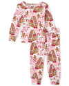 The Children'S Place Girls' Matching Christmas Pajama Set, Pink Gingerbread, 4T