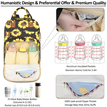 Tenot Diaper Bag Backpack For Women Large Capacity, Baby Bag With Insulated Pockets Multifunctional Diaper Bags For Baby Girl Bo